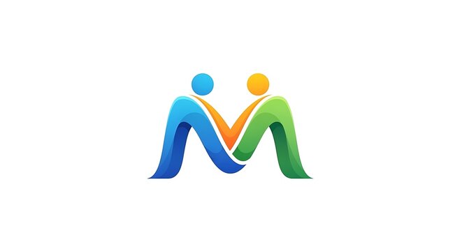 Abstract illustration of interconnected figures forming the letter m design