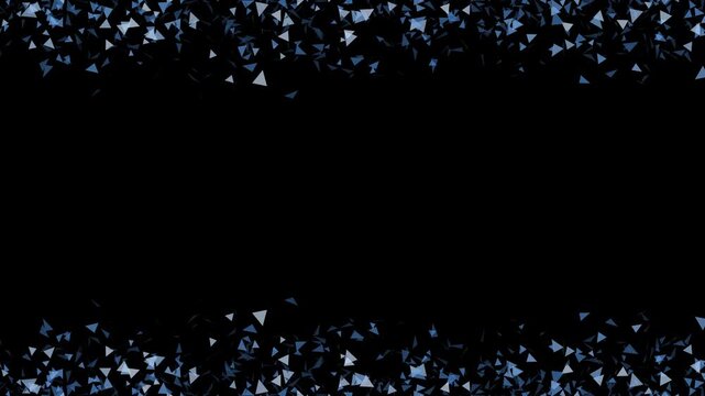 Dynamic blue triangles exploding against black background