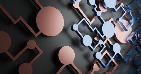 abstract 3d render metal dots line illustration wallpaper