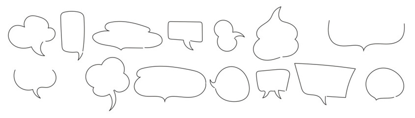 Blank text bubbles, comic doodle speech