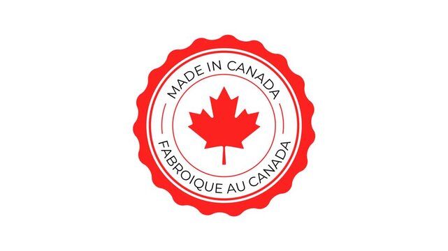 Animated Made in Canada Badge Seal with Maple Leaf &ndash; Red Stamp Logo