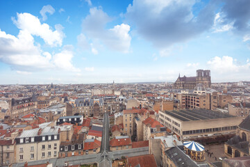 Obraz premium Aerial view of reims in france