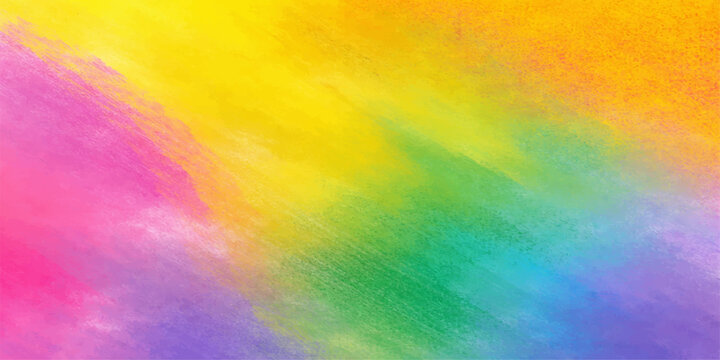 Bright abstract colorful watercolor background featuring a seamless rainbow gradient texture with geometric shapes and paint lines for a vibrant vector art wallpaper design