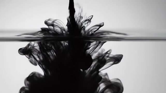 Dark liquid cloud expands underwater from a thin pipe