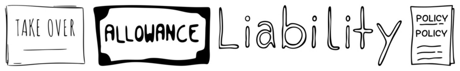 Obraz premium Legal vocabulary rendered as stylized paper notes 