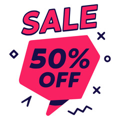 sale 50 percent off discount shopping business promotion advertising flat color vector illustration template design