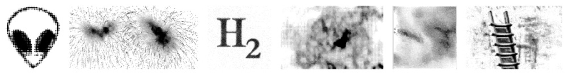 Extraterrestrial face with glowing eyes, cosmic radiation burst, hydrogen molecule, sci fi glyph, space entity, alien symbol, vector art.