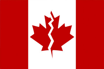 Fototapeta premium Red and white Canadian flag with a broken leaf in the middle