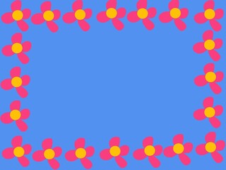Obraz premium frame with pink flower pattern and blue background