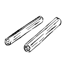 Pair of Cinnamon Sticks Monochrome Sketch