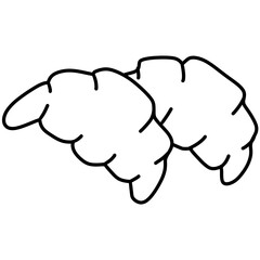 Croissant Pastry Line Art Illustration Isolated on White Background