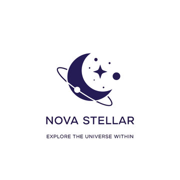 Nova Stellar Logo Design with Moon.
