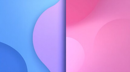 Obraz premium Abstract Blue and Pink Split Graphic with Curved Shapes