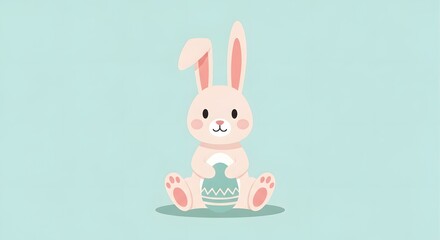 Fototapeta premium Cute Easter bunny with a decorated egg