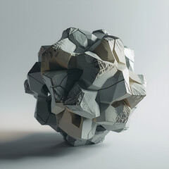 Stunning geometric metal sculpture with complex polygonal shapes