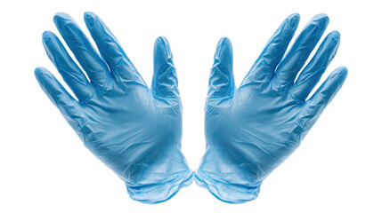 Fototapeta premium latex medical gloves pair arranged symmetrically background isolated on a Transparent background, PNG file.