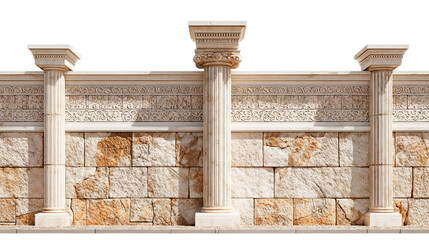 Naklejka premium Png of old stone wall with pillars isolated on transparent background, architectural element, exterior structure