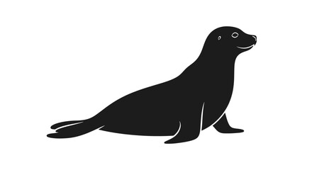Black silhouette of a seal on a white background. © Ahmad