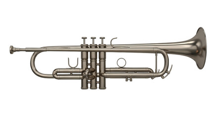 Naklejka premium Shiny Silver Trumpet With Colorful Reflections On Black Background
