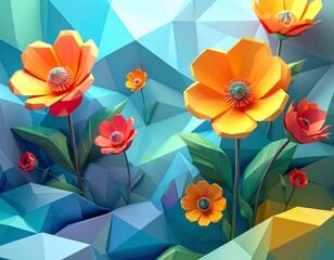 岩肌に咲く可愛いオレンジ色や赤い花