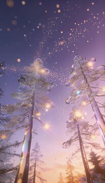 Crystal forest glow new world future dream pastel sky magical light particle shimmer fantasy nature wonder surreal landscape ethereal atmosphere crystal tree fantasy landscape glow sparkle magic