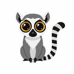 illustration of a big-eyed lemur from Madagascar on a white background