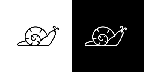 Line art icon illustrations of a snail on a white and black background © Tifany