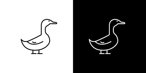 Fototapeta premium Minimalist line art icons of a duck on a white and black background for a clean and modern design