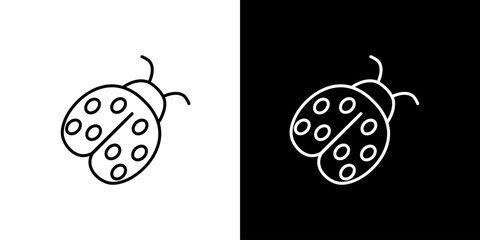 Charming minimalist vector line art illustration of a ladybug insect icon, simple and elegant for web, app, and nature-themed graphic design projects © Tifany