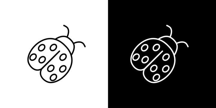 Charming minimalist vector line art illustration of a ladybug insect icon, simple and elegant for web, app, and nature-themed graphic design projects