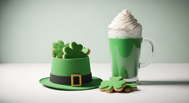 St patricks day hat and green drink