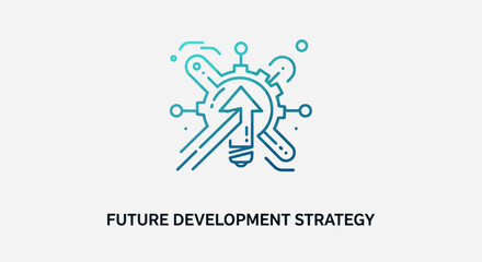 Obraz premium Future Development Strategy Abstract Concept with Lightbulb Gear and Arrow.