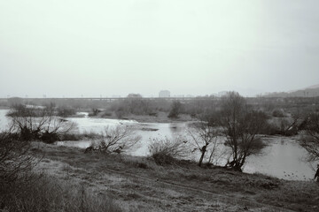 금호강 흑백사진