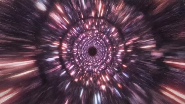 Abstract light tunnel creating a futuristic wormhole effect in space