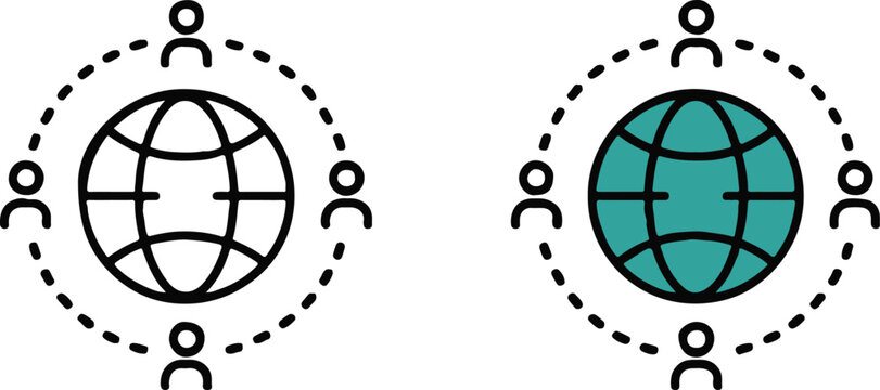 network globe people connectivity icon comparison two styles