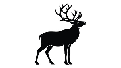 Obraz premium Majestic elk standing in a natural setting with impressive antlers isolated on white background, Vector