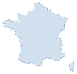 Obraz premium Soft Blue Simple with Outline France Map Europe Country