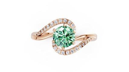 Romantic engagement ring featuring round diamond.