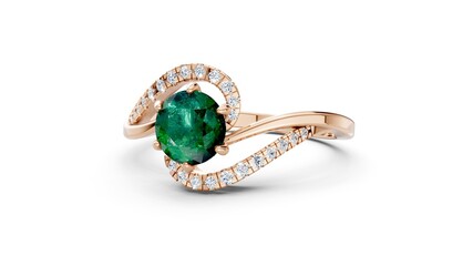 Romantic fashion ring featuring round diamond stone.