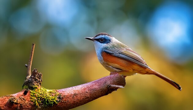 Small Bird Perched On Branch Outdoors