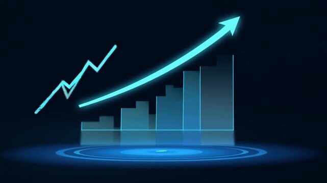 Business Growth Chart With Upward Arrow Showing Financial Success And Data Analytics Trend, educational, no logos, no text