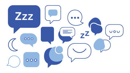 Various speech bubbles containing sleep symbols and zzz's. isolated on white background, Vector