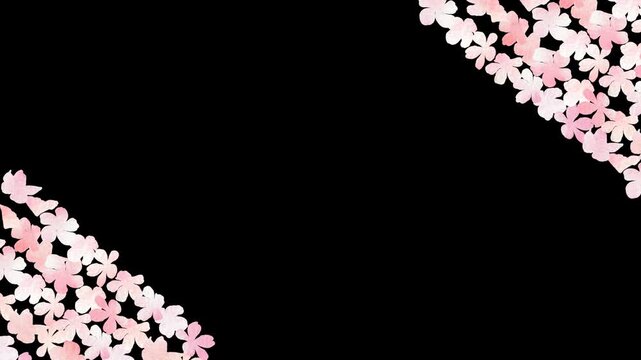 満開の桜で飾られた和風フレーム。水彩画で彩る春の&alpha;付きループアニメーション。