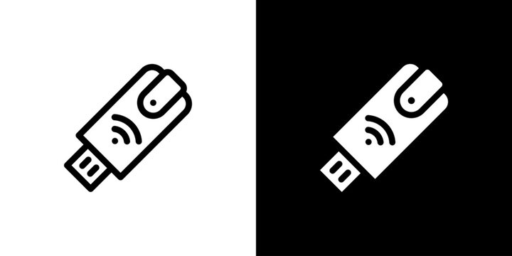 Usb Modem icon concept with flat Black White Background. Vector illustration.