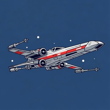 X-Wing Fighter Jet in Space Illustration.