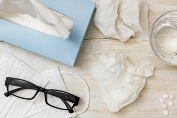 	花粉症対策｜眼鏡、薬、マスク、ティッシュ