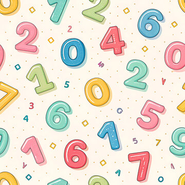 Playful Colorful Numbers Seamless Pattern