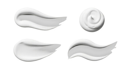 Obraz premium White cream swatches and smears isolated on transparent background for design