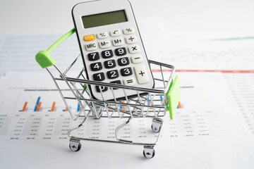 Online shopping, Shopping cart box on business graph, import export, finance commerce.