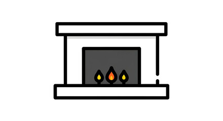 Flat minimalist illustration of a fireplace with three dancing flames